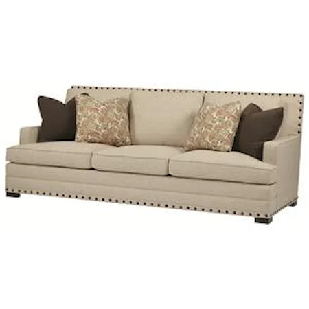 Sofa with Nail Head Trim and Low Set Arms